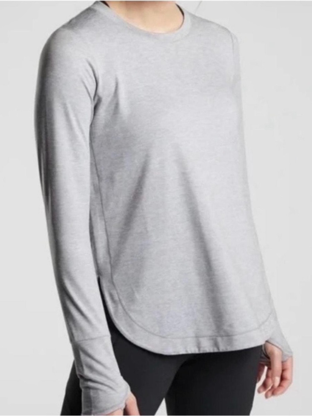 Athleta Light Gray Uptempo Thumbholes Athleisure Medium Tall.